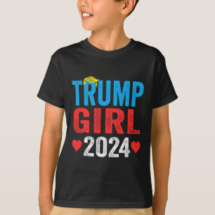 Trump Girl 2024 Cute Trump Flag Women Girls Kids T-Shirt