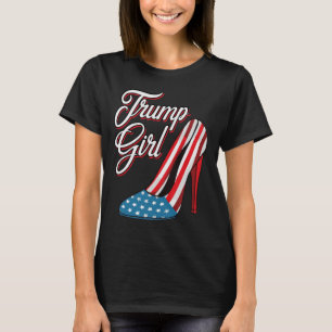 Trump Girl 2025 High Heels American Flag Women Rep T-Shirt