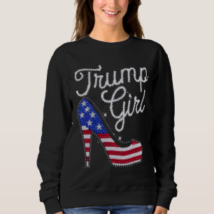 Trump Girl High Heel American Flag Bling Patriot Sweatshirt