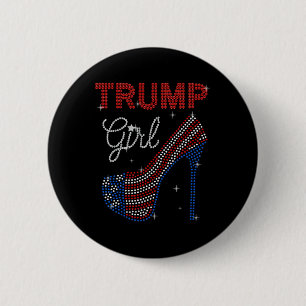 Trump Girl High Heel Rhinestone Us Flag Vote Trump 6 Cm Round Badge