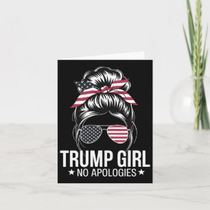 Trump Girl Messy Bun American Flag Sungles Patriot Card