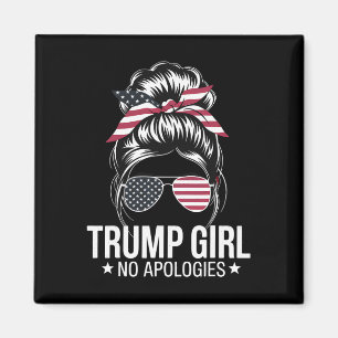 Trump Girl Messy Bun American Flag Sungles Patriot Magnet