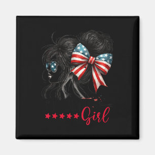 Trump Girl Messy Bun Sungles Trump 2024 Usa Flag  Magnet
