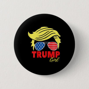 Trump Girl Messy Bun Trump 2024 Election American  6 Cm Round Badge