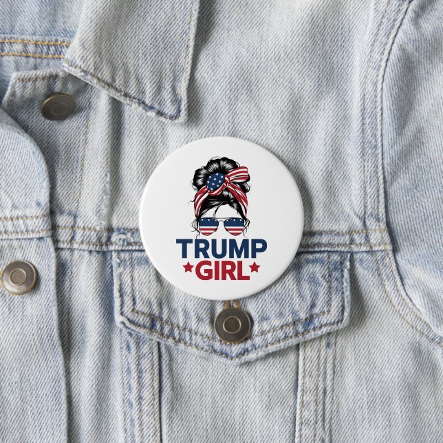 Trump Girl Messy Bun Trump 2024 Election American  7.5 Cm Round Badge (In Situ)