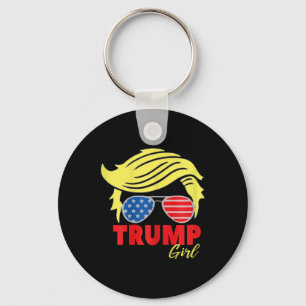 Trump Girl Messy Bun Trump 2024 Election American Key Ring