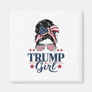 Trump Girl Messy Bun Trump 2024 Election American Magnet