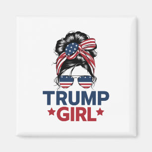 Trump Girl Messy Bun Trump 2024 Election American Magnet