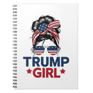 Trump Girl Messy Bun Trump 2024 Election American Notebook