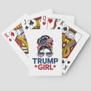 Trump Girl Messy Bun Trump 2024 Election American  Playing Cards