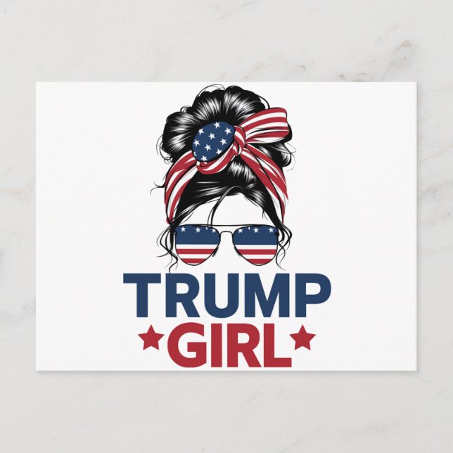 Trump Girl Messy Bun Trump 2024 Election American  Postcard (Front)