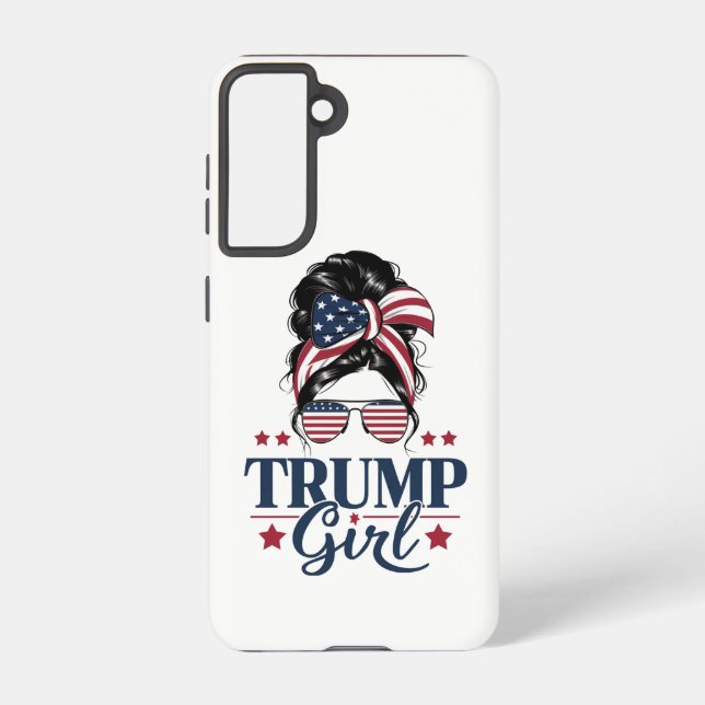 Trump Girl Messy Bun Trump 2024 Election American  Samsung Galaxy S21 Case (Back)