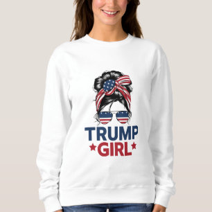 Trump Girl Messy Bun Trump 2024 Election American Sweatshirt