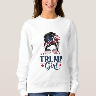 Trump Girl Messy Bun Trump 2024 Election American Sweatshirt