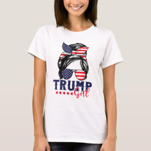 Trump Girl Messy Bun Trump 2024 Election T-Shirt