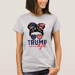 Trump Girl Messy Bun Trump 2024 Election  T-Shirt