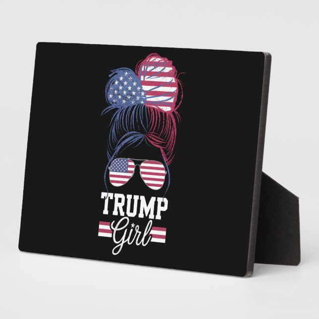 Trump Girl Messy Bun USA 47 President Plaque (Side)