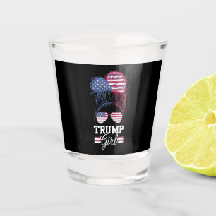 Trump Girl Messy Bun USA 47 President Shot Glass