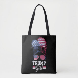 Trump Girl Messy Bun USA 47 President Tote Bag
