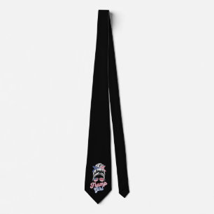 Trump Girl Messy Bun Vintage USA American Flag Tie