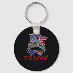 Trump Girl Messy Bun Voting For Trump 2024 Faux Rh Key Ring