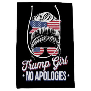 Trump Girl No Apologies Messy Bun Retro Vintage Medium Gift Bag