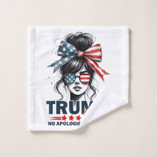 Trump Girl No Apologies Messy Bun Sunglasses Trump Wash Cloth