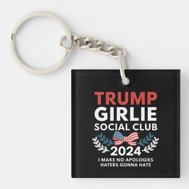 Trump Girlie Coquette Social Club Bow Election  Key Ring (Front)
