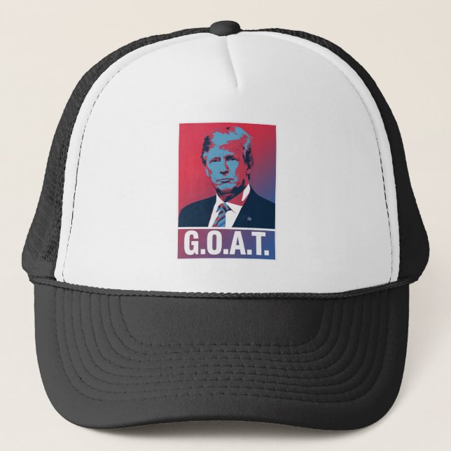 Trump GOAT Election 2024 Republican Vintage Trucker Hat (Front)