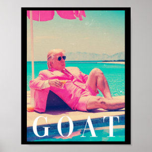 Trump Goat Summer 2024 Retro Funny Pink Donald Tru Poster