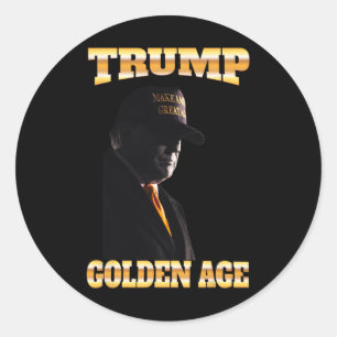 Trump Golden Age Silhouette 45 47 Golden Tie Classic Round Sticker
