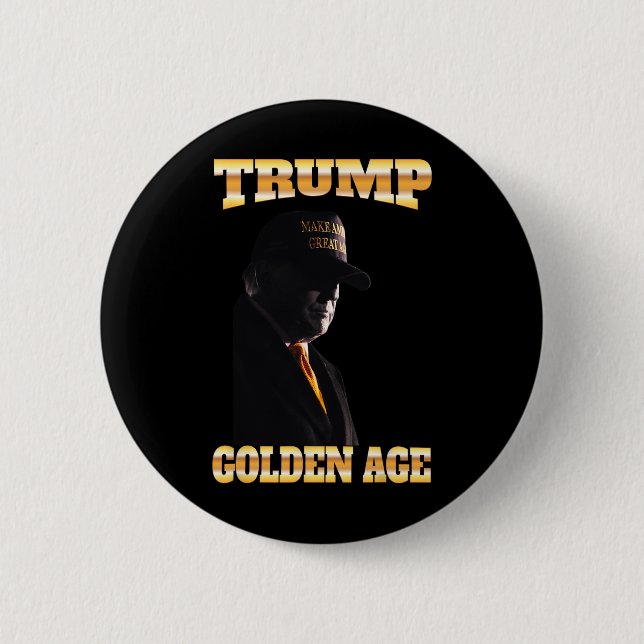 Trump Golden Age Silhouette Mega 45 47 Golden Tie  6 Cm Round Badge (Front)