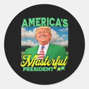 Trump Golfer America's Masterful President Men's W Classic Round Sticker