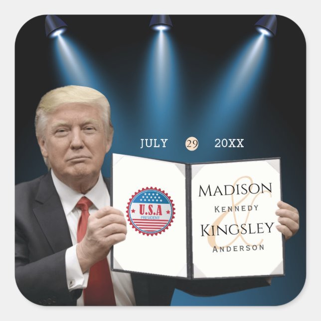 Trump Greatest Amazing Wedding Square Sticker (Front)