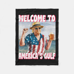Trump Gulf Of Usa America Funny Gulf Of Mexico Usa Fleece Blanket