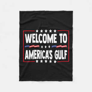 Trump Gulf Of Usa America Funny Gulf Of Mexico Usa Fleece Blanket