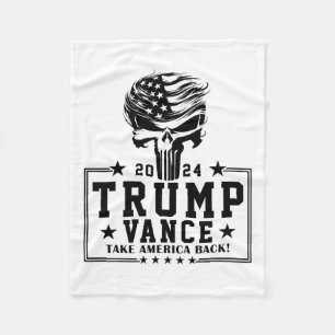 Trump Hair Skull Halloween American Flag Trump Van Fleece Blanket