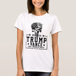 Trump Hair Skull Halloween American Flag Trump Van T-Shirt