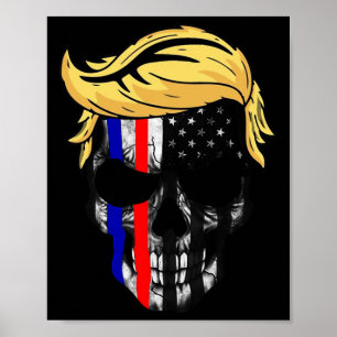 Trump Hair Skull Halloween Trump Head 4th Of July  Poster