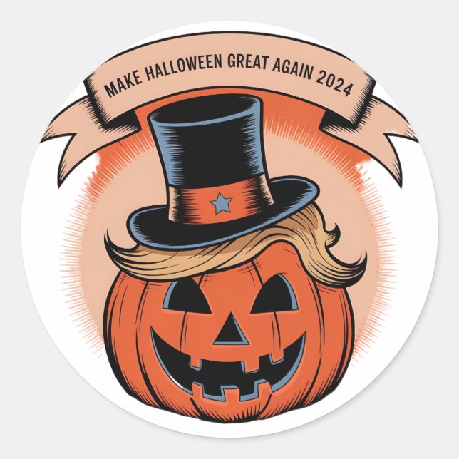 Trump Halloween Pumpkin Sticker (Front)