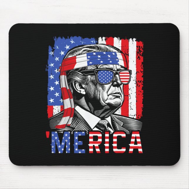 Trump Happy 4th Of July Funny American Flag Usa  Mouse Pad (Front)