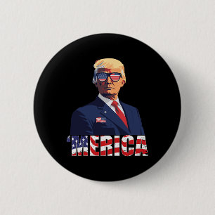 Trump Happy 4th Of July Trump American Flag 1 6 Cm Round Badge