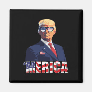 Trump Happy 4th Of July Trump American Flag 1  Magnet
