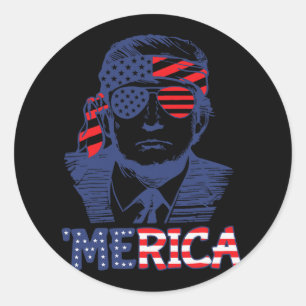 Trump Happy 4th Of July Trump American Flag 3  Classic Round Sticker