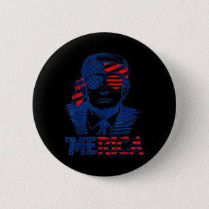 Trump Happy 4th Of July Trump American Flag 6 Cm Round Badge