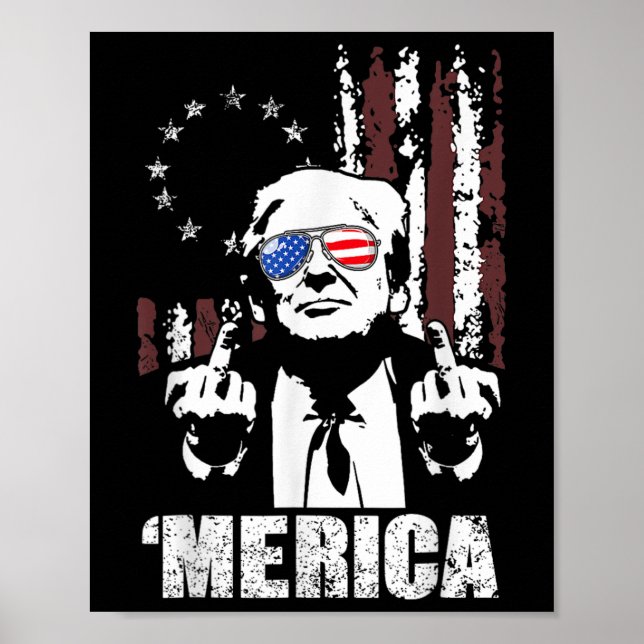 Trump Happy 4th Of July Trump American Flag 8  Poster (Front)