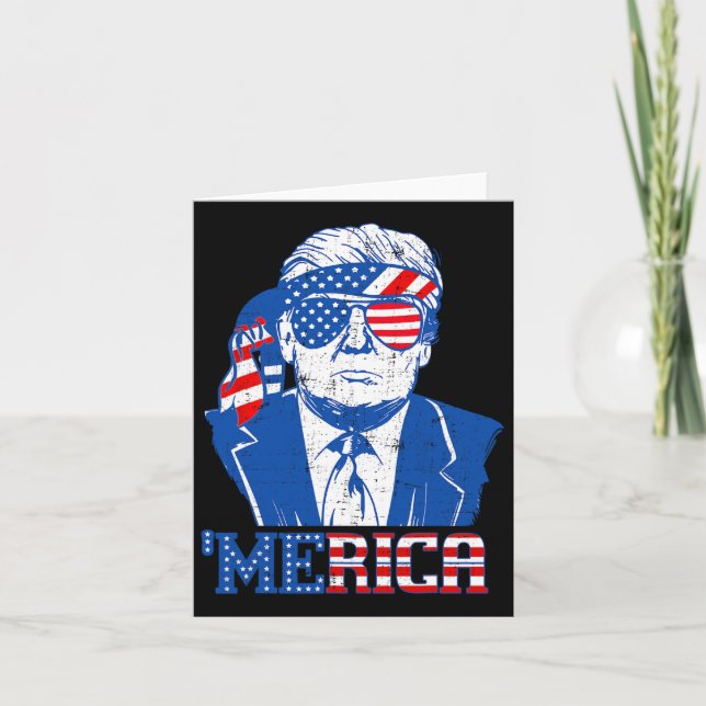 Trump Happy 4th Of July Trump American Flag  Card (Front)
