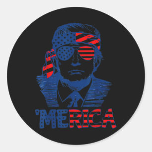 Trump Happy 4th Of July Trump American Flag  Classic Round Sticker