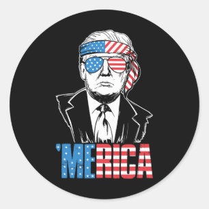 Trump Happy 4th Of July Trump American Flag Gifts  Classic Round Sticker