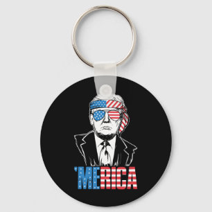 Trump Happy 4th Of July Trump American Flag Gifts Key Ring